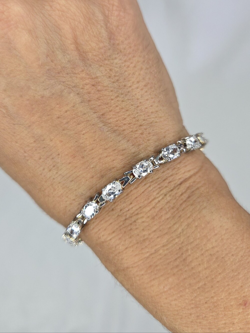 Classic White Crystal And Silver Tennis Bracelet - Women's Jewelry